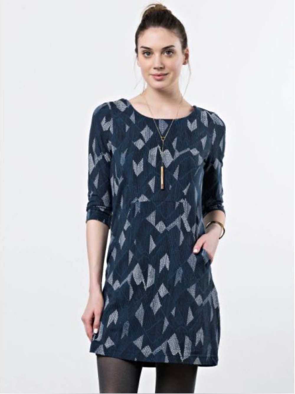 Mata Traders Sweet Seams Organic Cotton Dress Blue Large